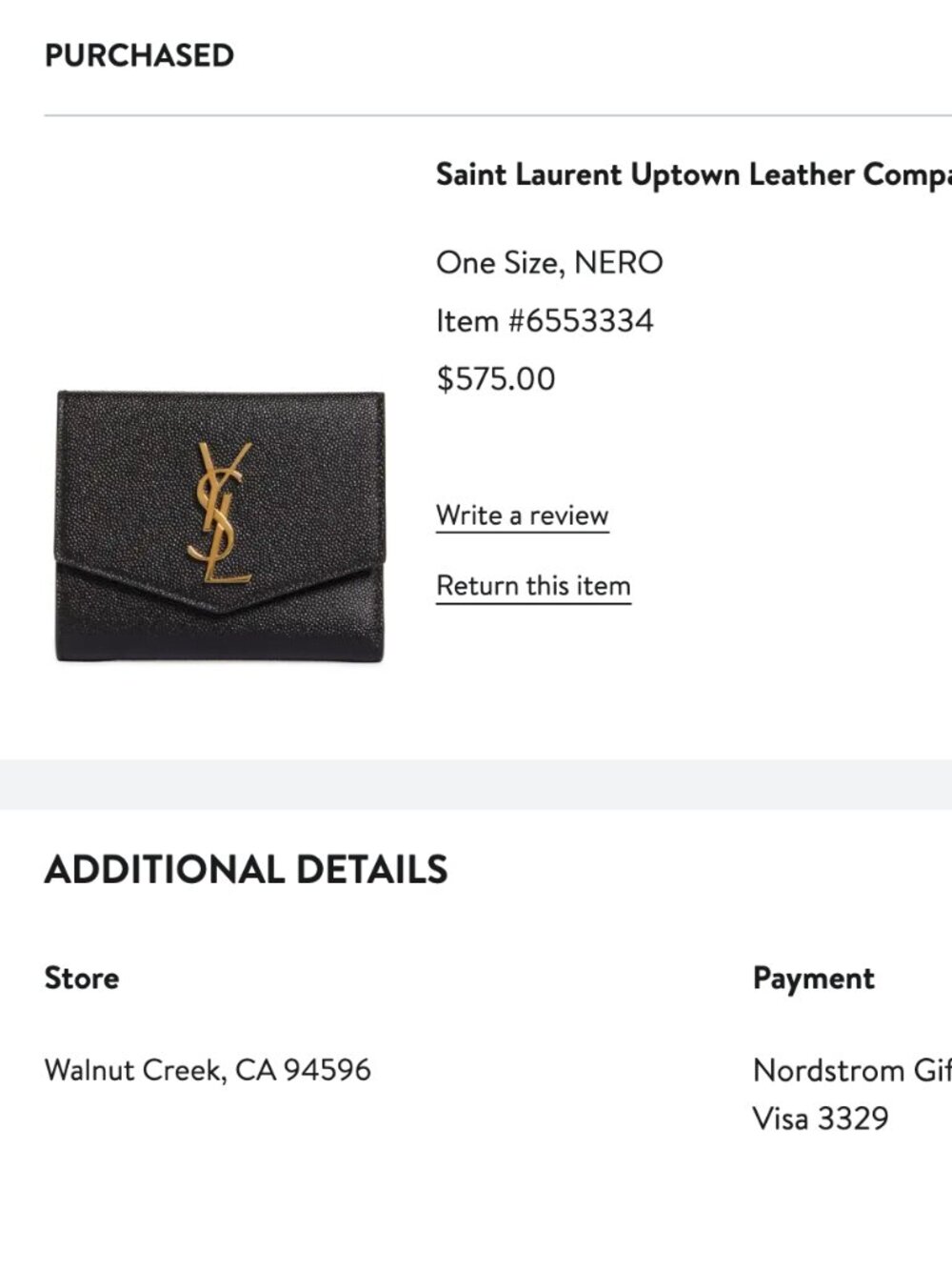 YSL Uptown Leather Compact Wallet - Picture 2 of 8